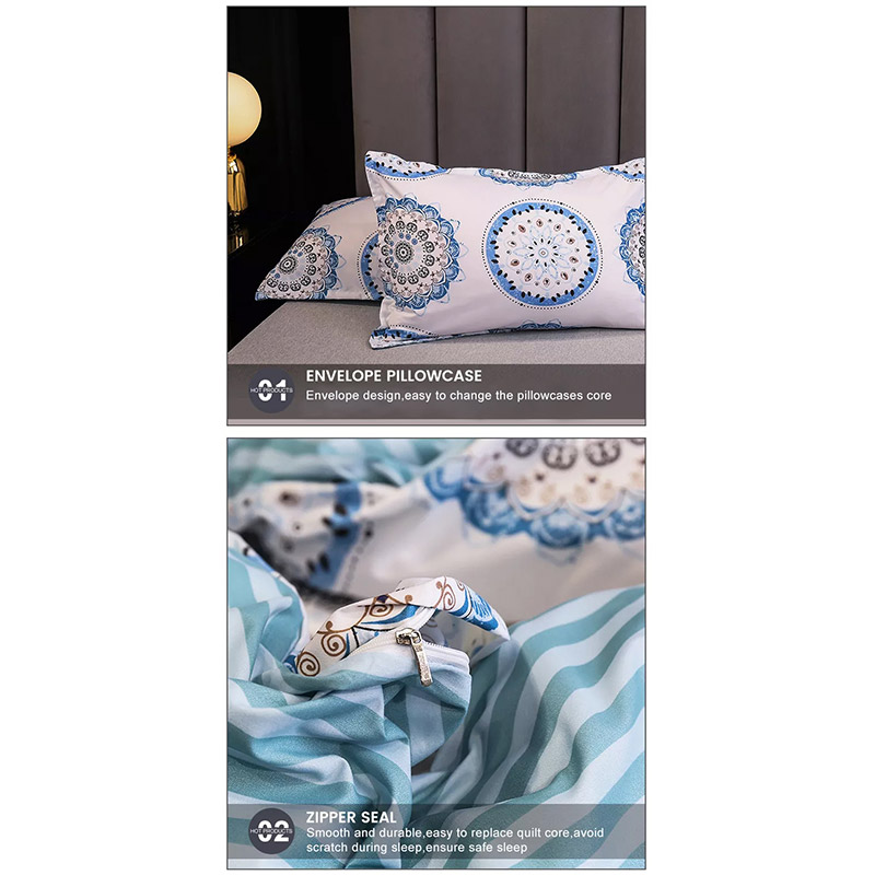 012-Water blue pattern Set sprei cetak mudah dibilas