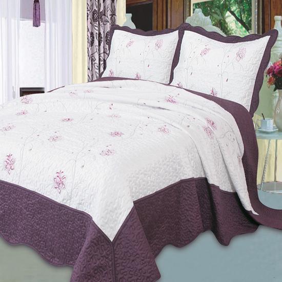 cxmirotex Flower Embroidery Quilt Set Tempat Tidur King