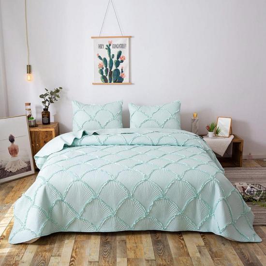 Solid Bedding Collection Set Ruffle Quilt Reversible Bedspread