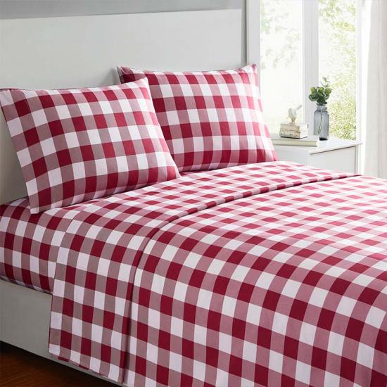 Set Seprei Perasaan Tangan Lembut Pola Kotak-kotak