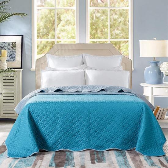 1 Buah Pinsonic Quilt Set Scollape Reversibel Seprai Warna Solid 220x240cm